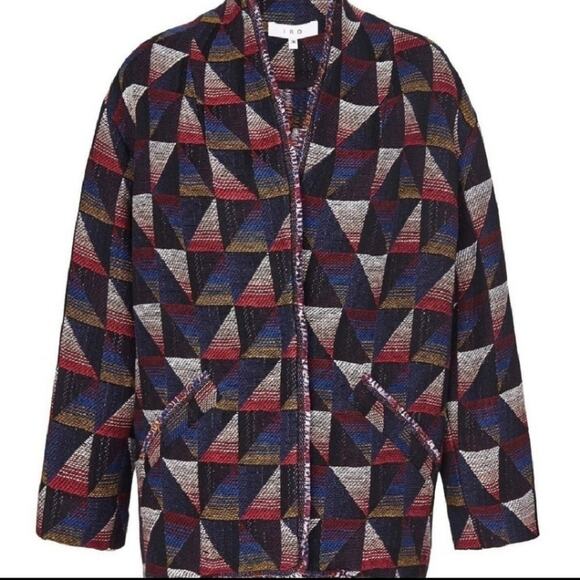 IRO Malhi oversized geometric print blue jacket size 10 - Picture 1 of 8